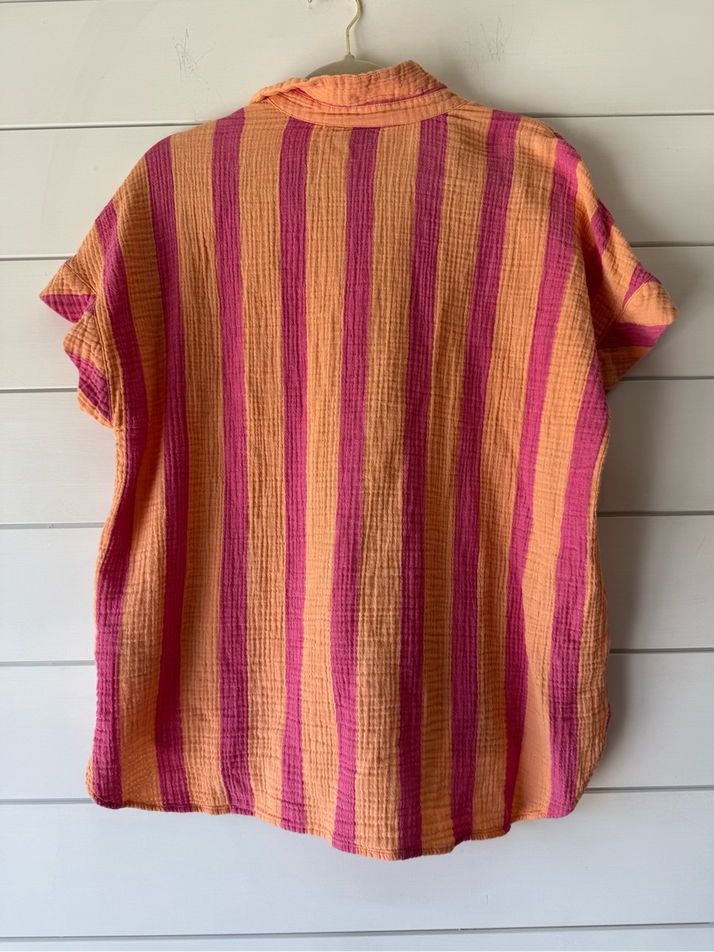 GAP Striped Short-Sleeve Button Front Top - Pink & Orange 100% cotton! - Picture 2 of 4